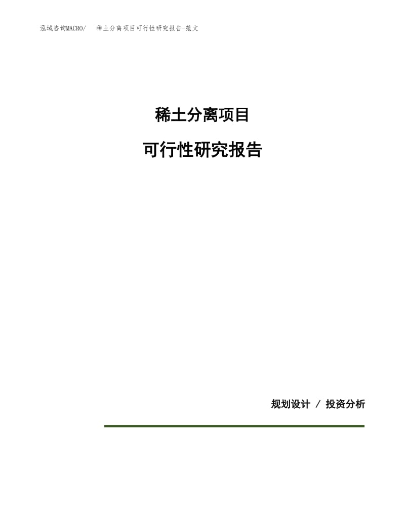 稀土分离项目可行性研究报告-范文.docx